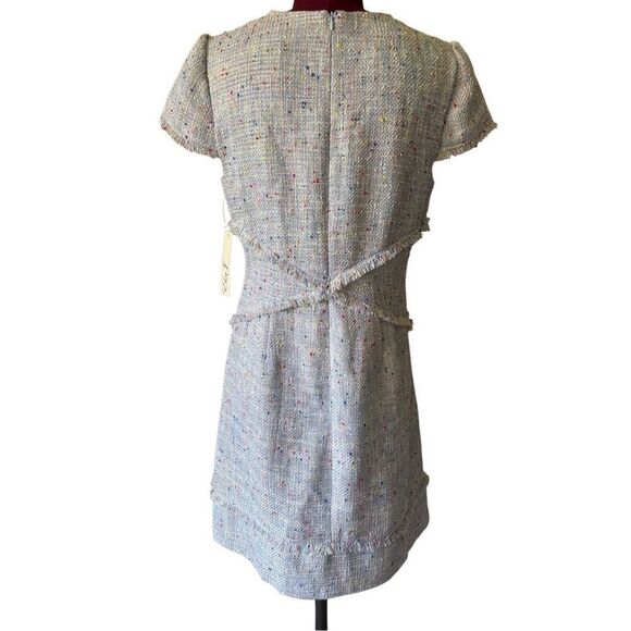 NEW Eliza J Tweed Sheath Mini Dress size 8 Blue Short Sleeve - Picture 3 of 13